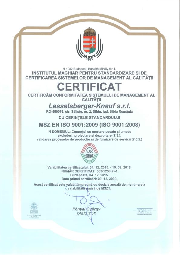 certificat ISO 2015-2018